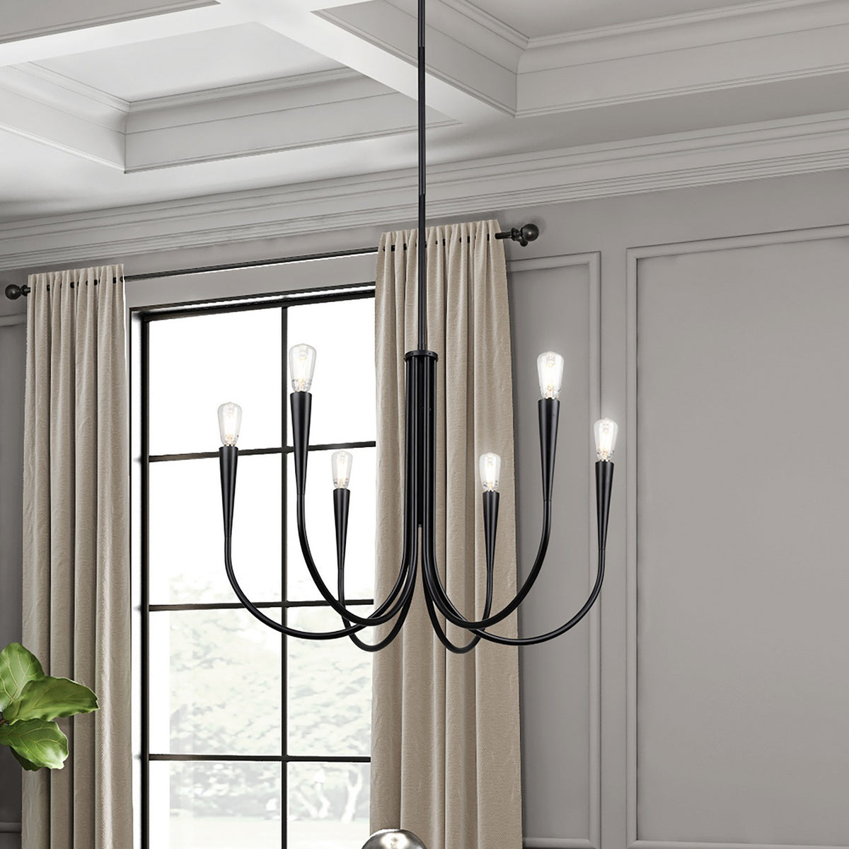 Artcraft - AC11926BK - Six Light Chandelier - Bronte - Black