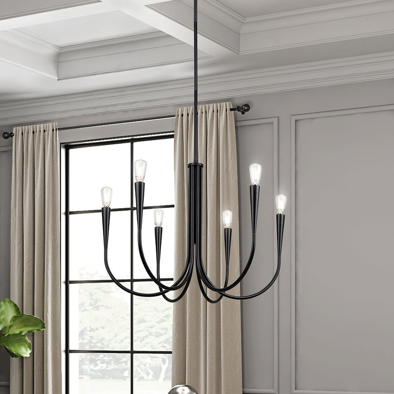 Artcraft - AC11926BK - Six Light Chandelier - Bronte - Black
