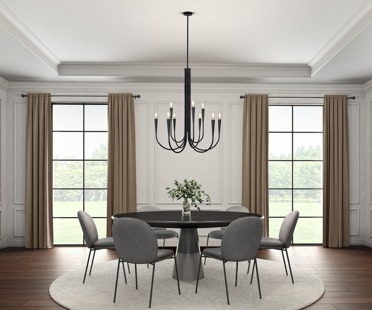 Artcraft - AC11929BK - Nine Light Chandelier - Bronte - Black