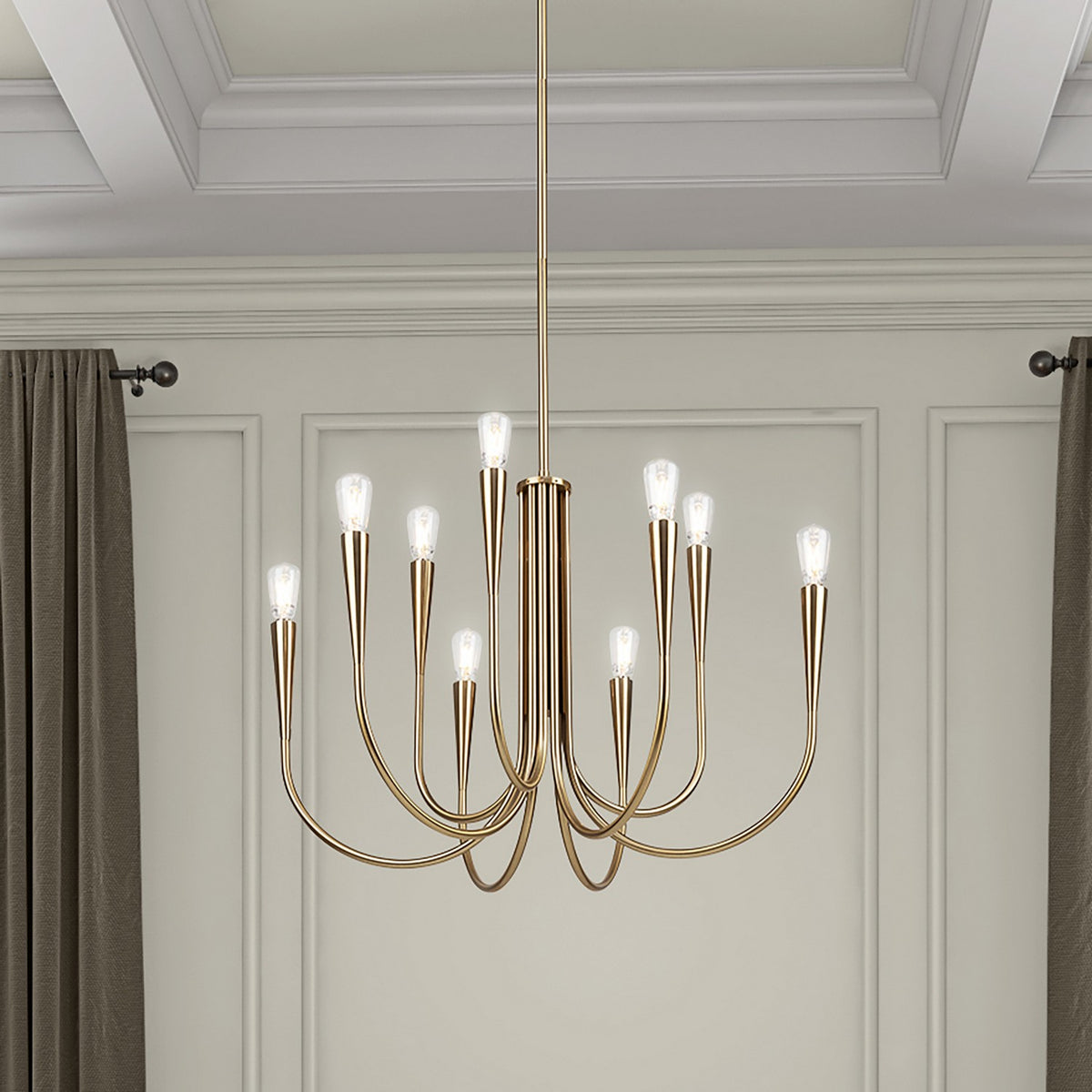 Artcraft - AC11929BR - Nine Light Chandelier - Bronte - Brass