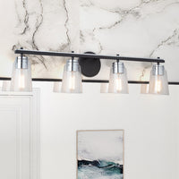 Artcraft - AC11934NB - Four Light Bathroom Vanity - Essex - Black and Chrome