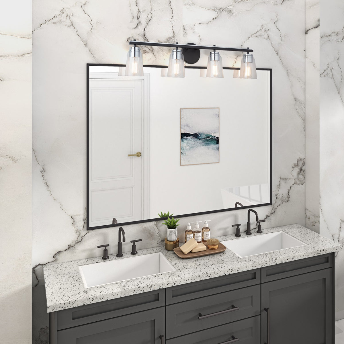Artcraft - AC11934NB - Four Light Bathroom Vanity - Essex - Black and Chrome