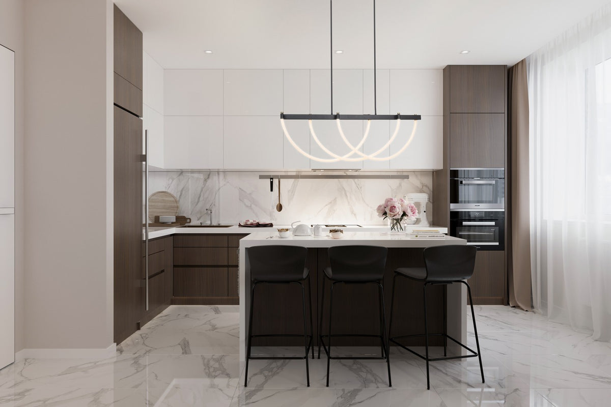 Artcraft - AC6813BK - LED Island Pendant - Cascata - Black and Brushed Brass