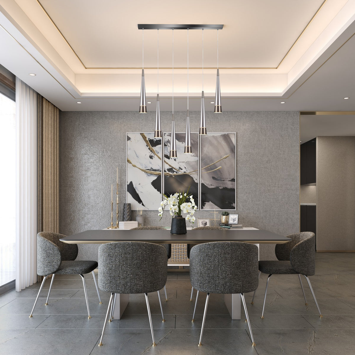 Artcraft - AC6826SM - LED Island Pendant - Sunnyvale - Pearl Black and Smoke