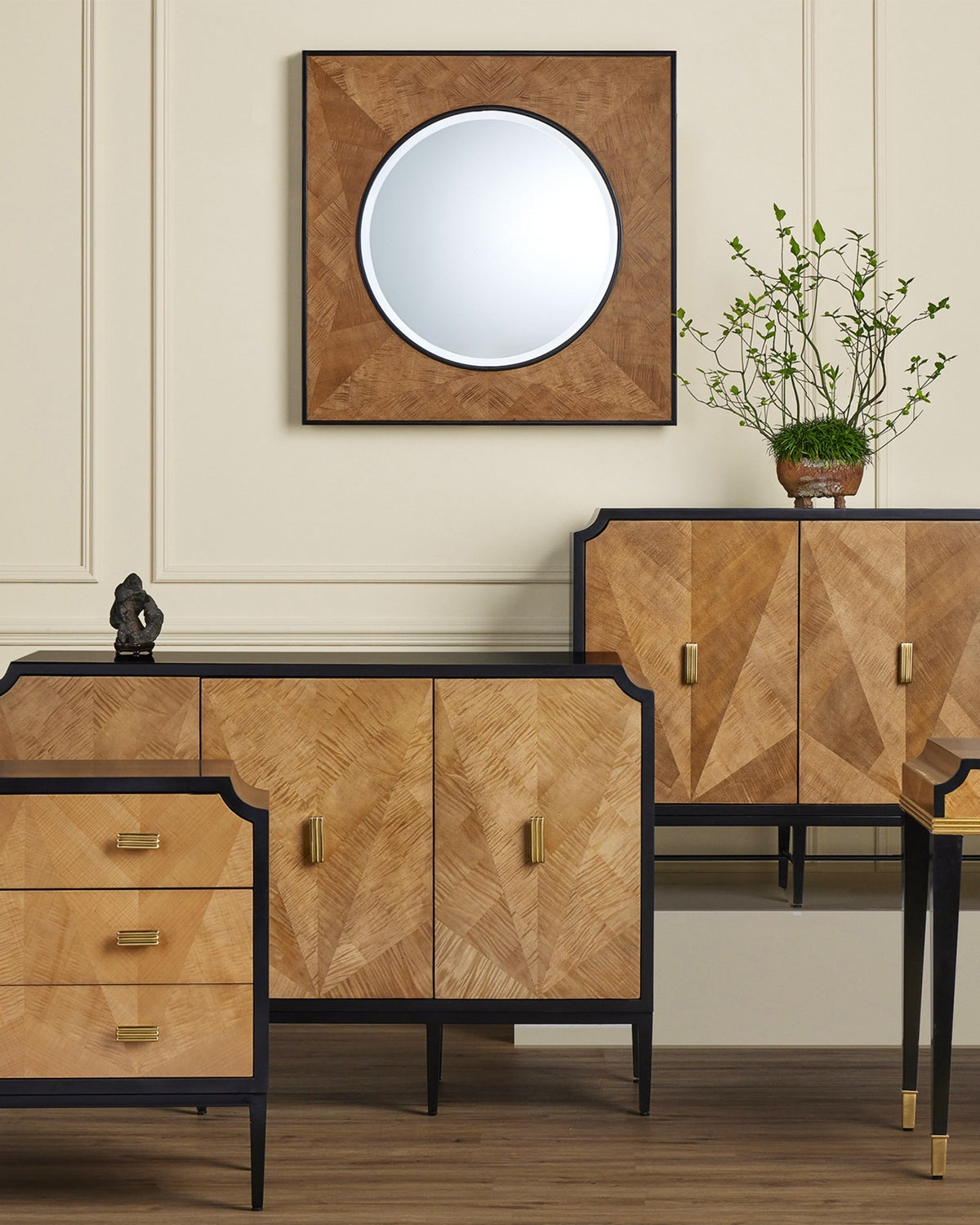 Currey and Company - 1000-0147 - Mirror - Kallista - Taupe/Caviar Black