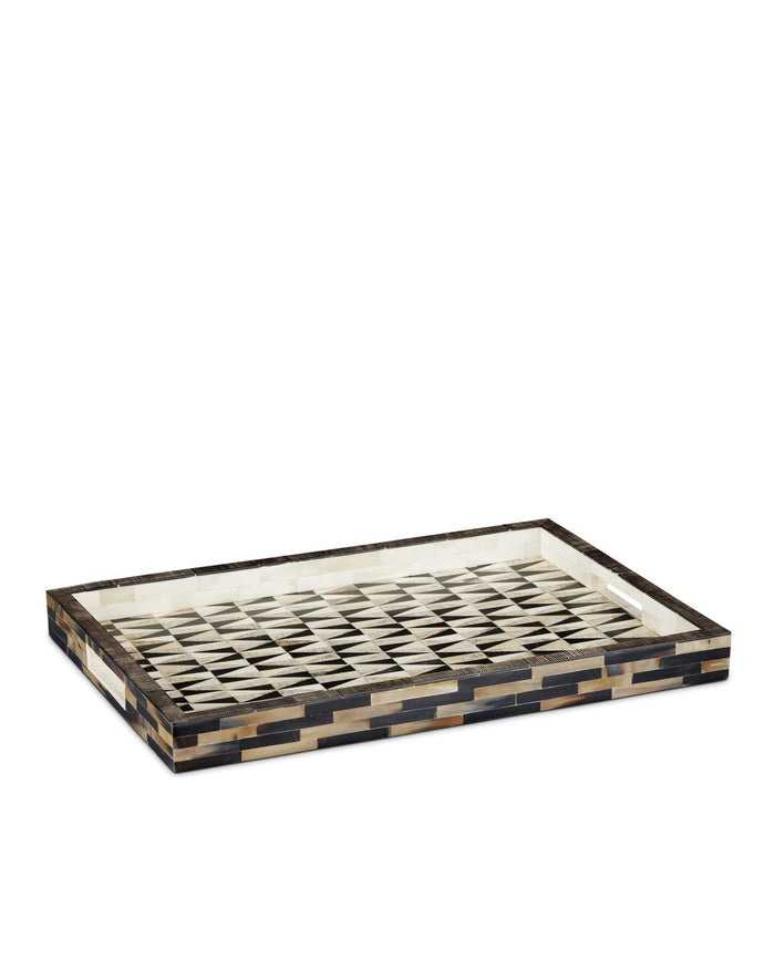 Currey and Company - 1200-0759 - Tray - Aldo Tray - Natural/Black/White