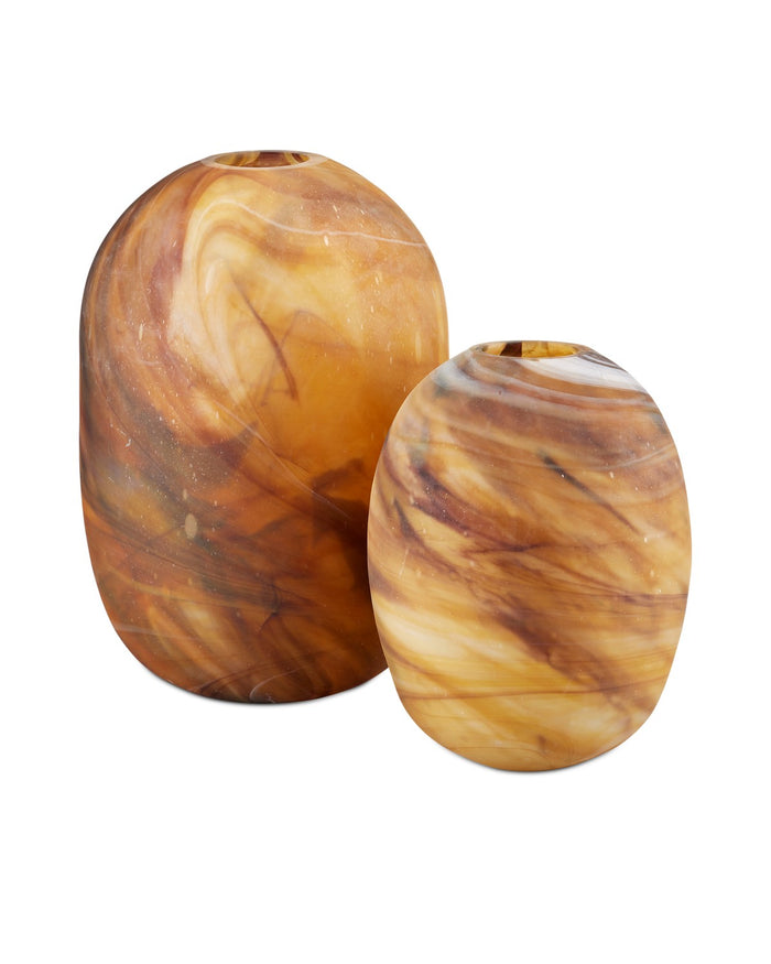 Currey and Company - 1200-0761 - Vase Set of 2 - Desert Storm - Dark Amber Swirl