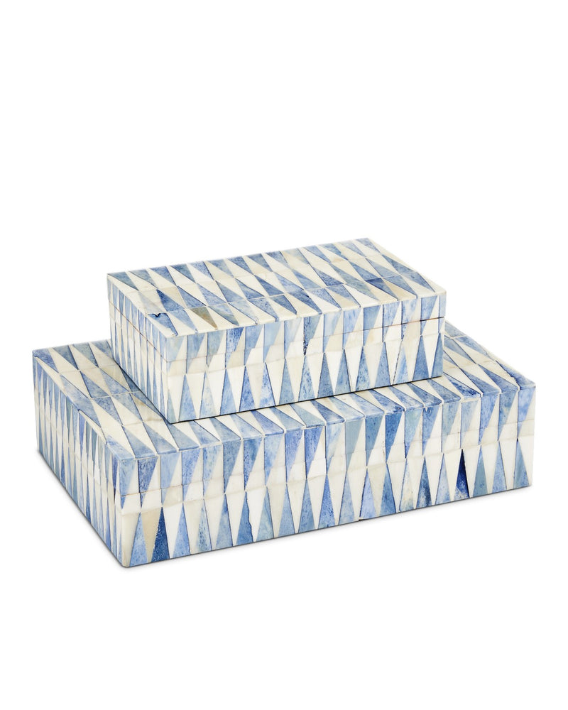 Currey and Company - 1200-0762 - Box Set of 2 - Nadene Collection - Blue/White