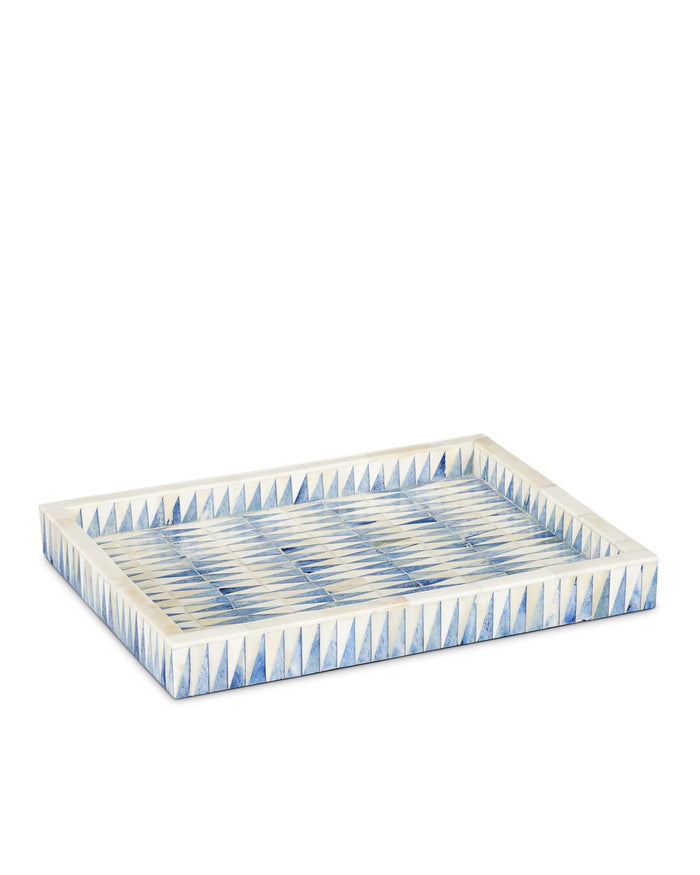 Currey and Company - 1200-0764 - Tray - Nadene Collection - Blue/White