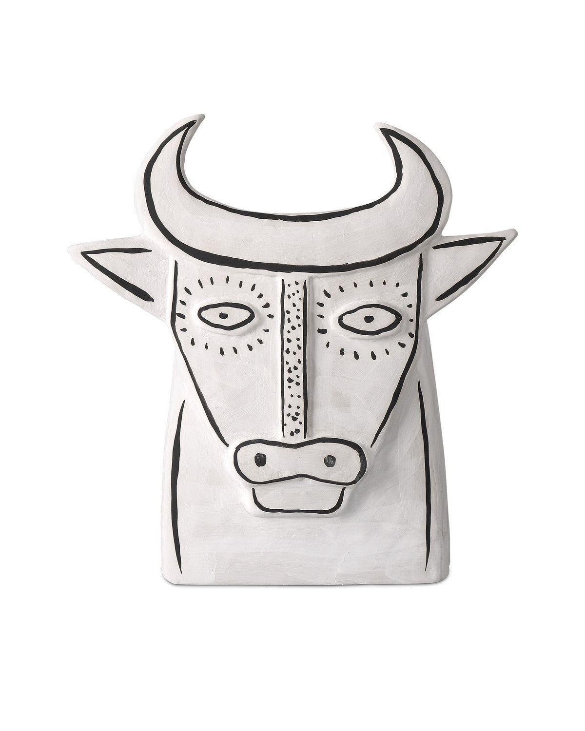 Currey and Company - 1200-0792 - Thomas the Bull - Thomas the Bull - Washed White/Black