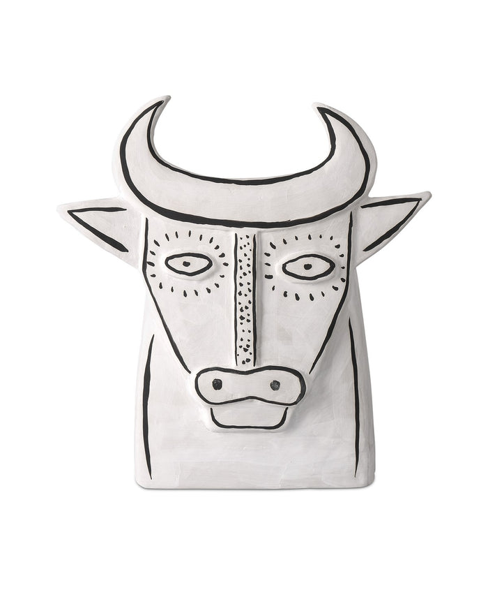 Currey and Company - 1200-0792 - Thomas the Bull - Thomas the Bull - Washed White/Black