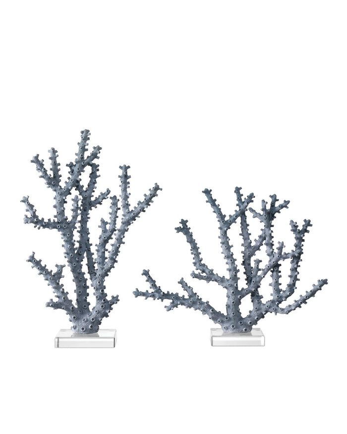 Currey and Company - 1200-0797 - Coral Set of 2 - Blue Coral Set of 2 - Blue/Clear