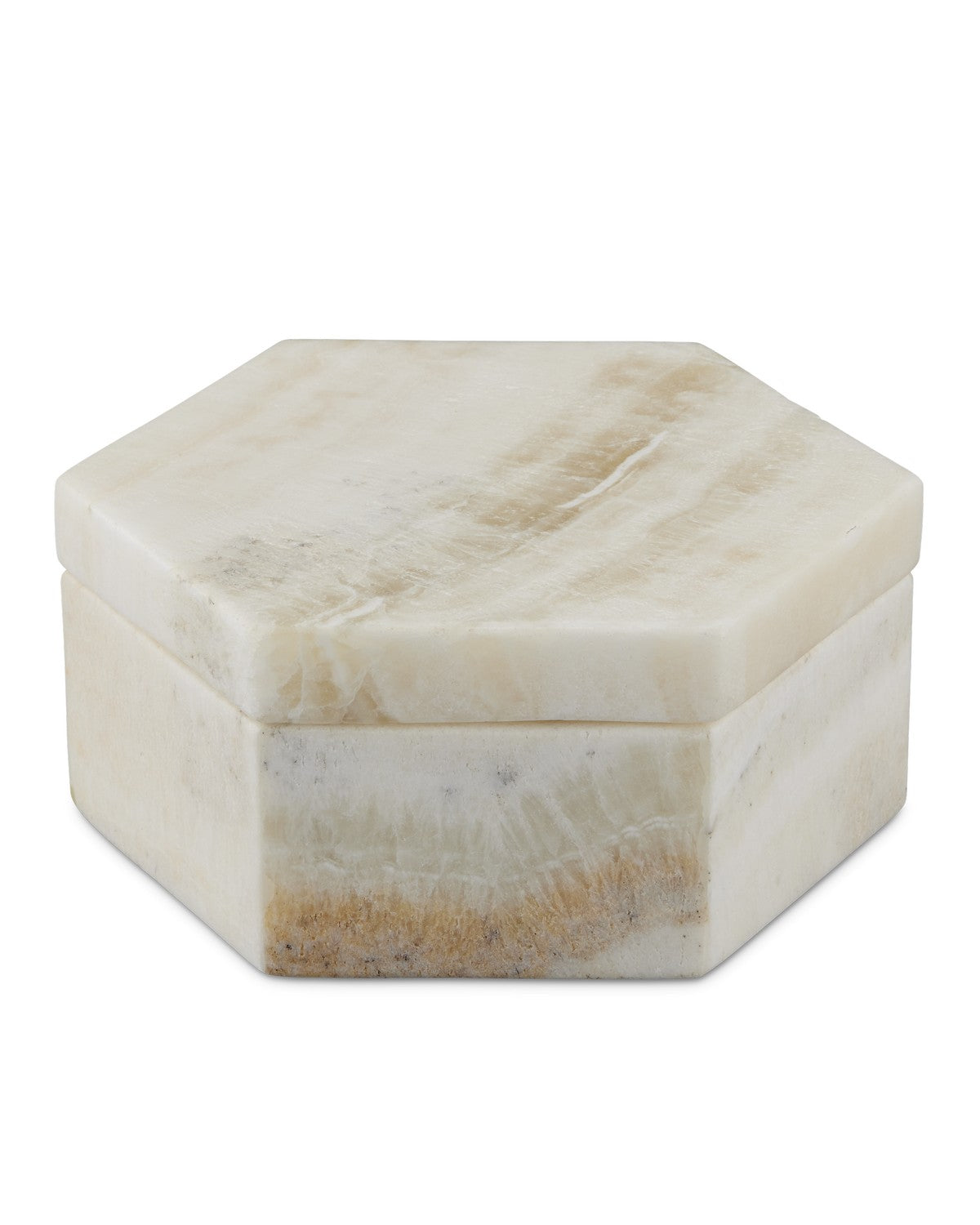 Currey and Company - 1200-0801 - Box - Arco Onyx Hexagon Box - Natural