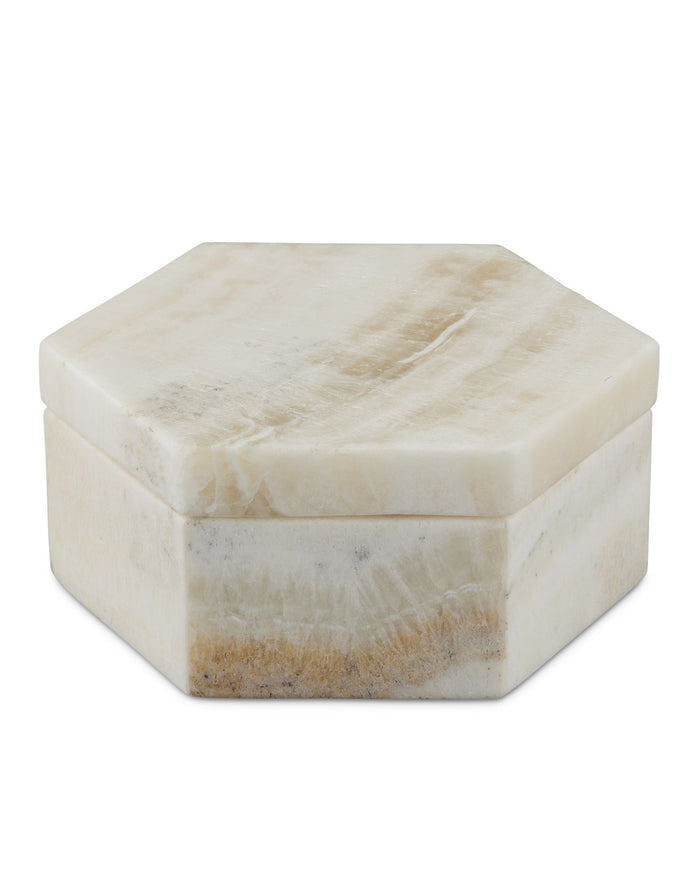 Currey and Company - 1200-0801 - Box - Arco Onyx Hexagon Box - Natural