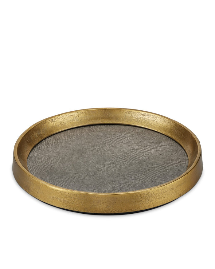 Currey and Company - 1200-0805 - Tray - Tanay Collection - Antique Brass/Graphite/Black