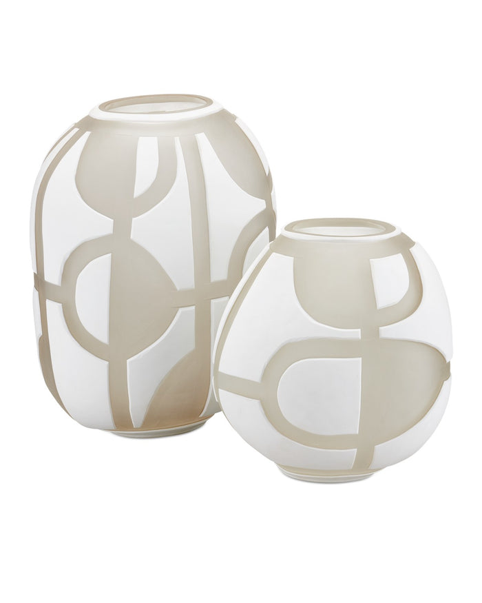 Currey and Company - 1200-0814 - Vase Set of 2 - Art Decortif White Vase Set of 2 - Opaque White/Clear Matte