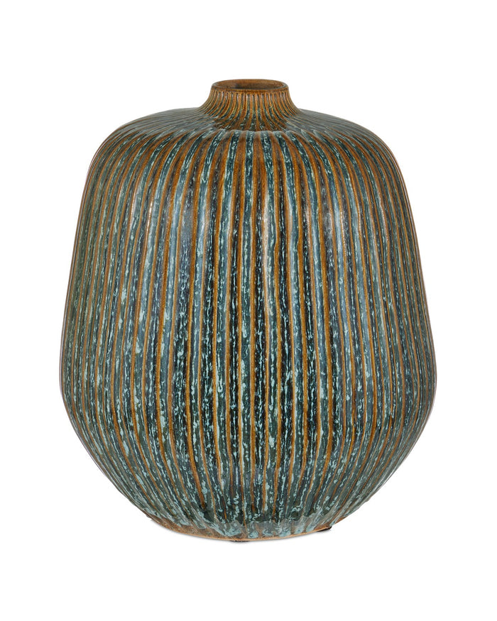 Currey and Company - 1200-0824 - Vase - Shoulder Medium Vase - Reactive Blue/Brown