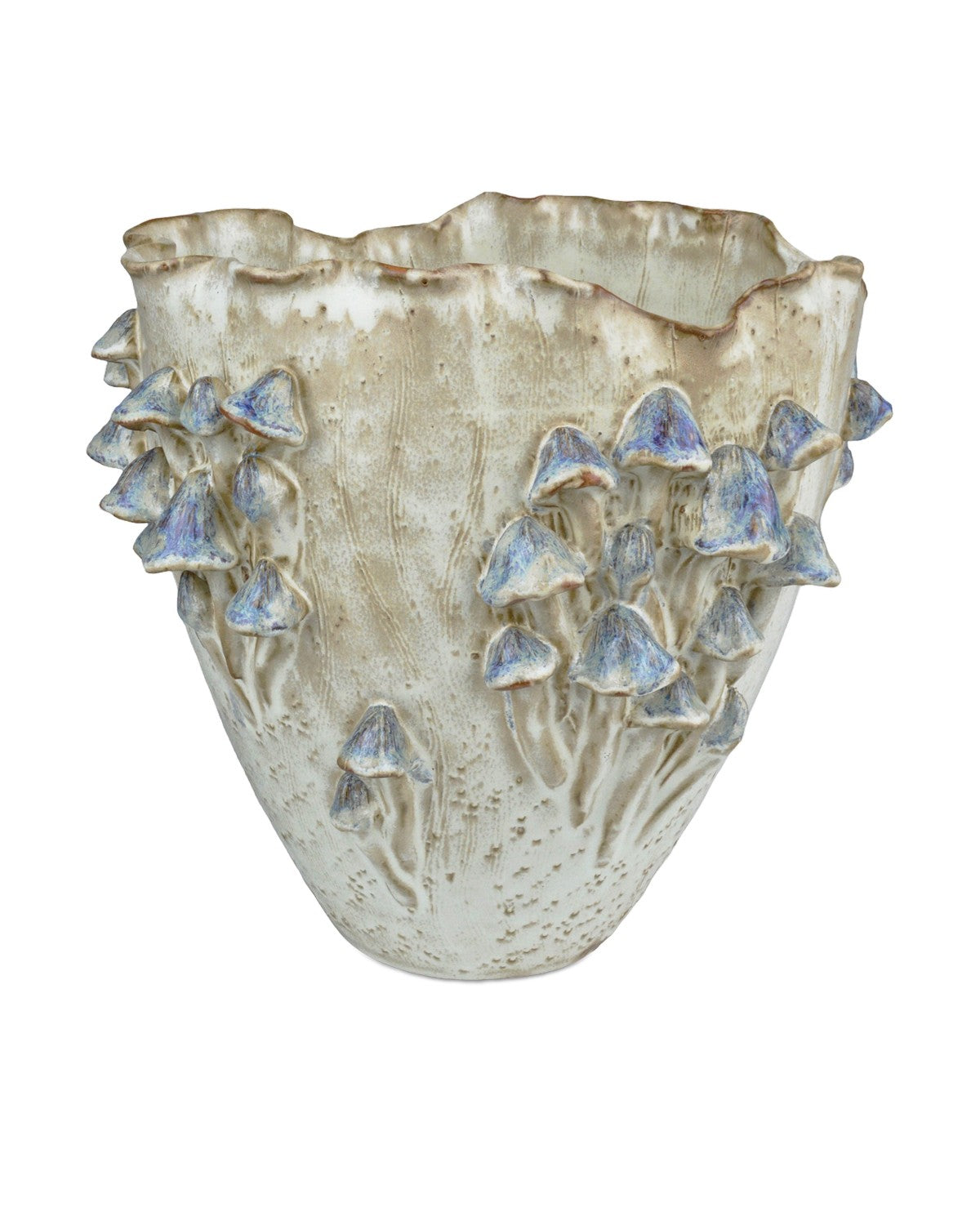 Currey and Company - 1200-0827 - Vase - Black Forest Mushrooms Collection - Cream/Reactive Blue