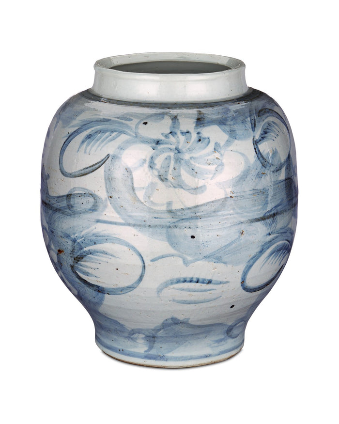 Currey and Company - 1200-0843 - Preserve Pot - Ming-Style Collection - Off White/Pale Blue