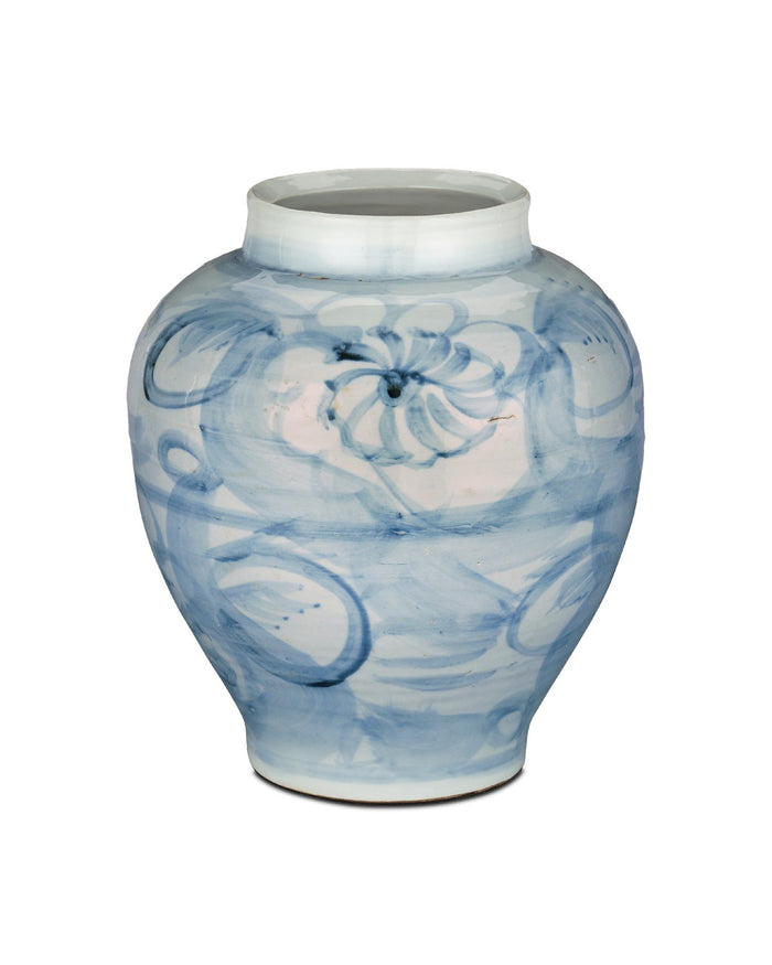 Currey and Company - 1200-0844 - Preserve Pot - Ming-Style Collection - Off White/Pale Blue