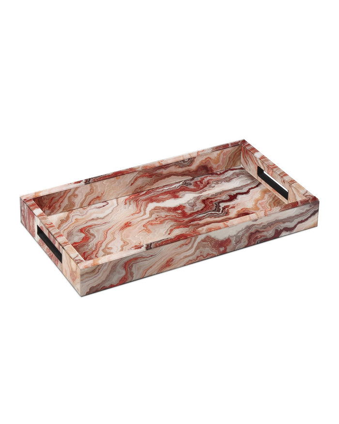 Currey and Company - 1200-0857 - Tray - Interstellar Collection - Red Swirl