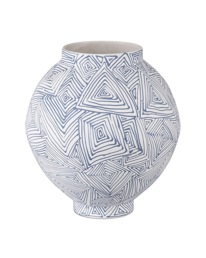 Currey and Company - 1200-0866 - Vase - Blue Zag Collection - Blue/White