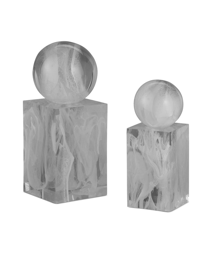 Currey and Company - 1200-0908 - Objects Set of 2 - Nova White Objects Set of 2 - White Swirl