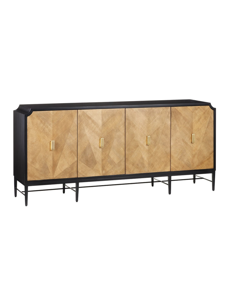 Currey and Company - 3000-0271 - Credenza - Kallista Collection - Taupe/Caviar Black/Polished Brass/Black