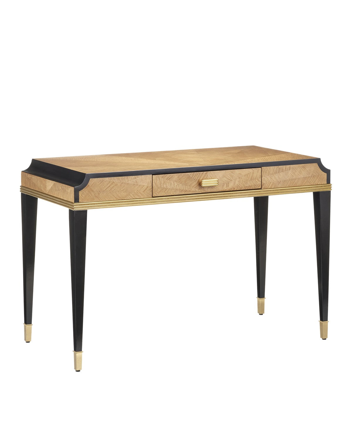 Currey and Company - 3000-0272 - Writing Desk - Kallista Collection - Taupe/Caviar Black/Polished Brass/Black