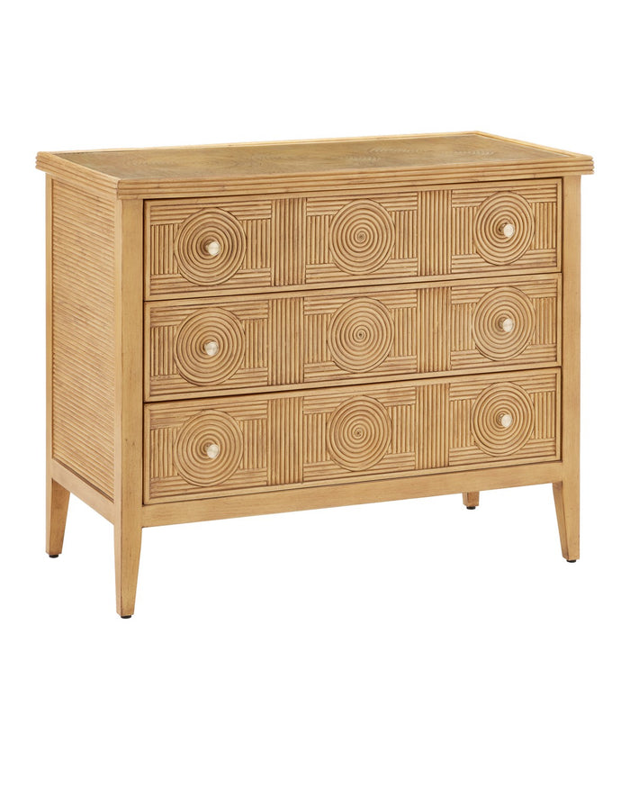 Currey and Company - 3000-0290 - Chest - Santos - Sea Sand/Brushed Brass/Clear