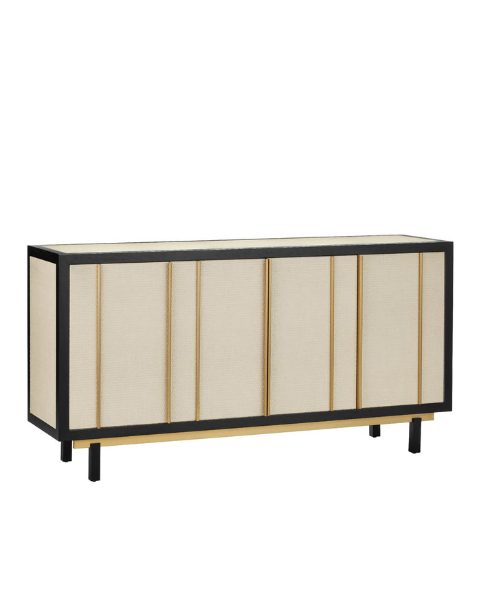 Currey and Company - 3000-0300 - Credenza - Deanna - Ivory/Black/Brushed Brass/Natural/Clear
