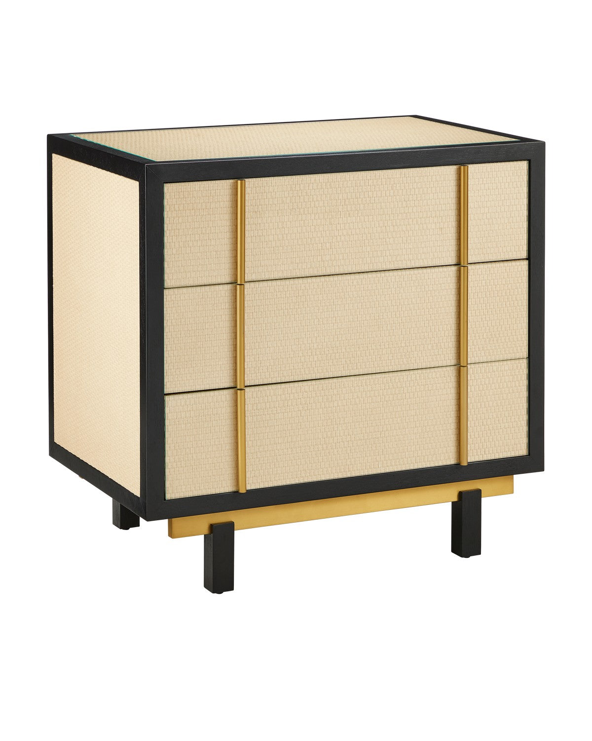 Currey and Company - 3000-0301 - Nightstand - Deanna - Ivory/Black/Brushed Brass/Natural/Dusty Blue/Clear