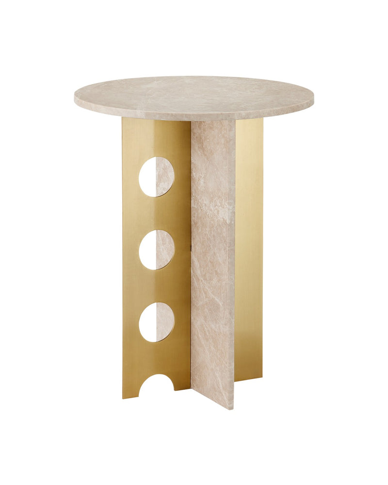 Currey and Company - 4000-0186 - Accent Table - Selene - Natural/Polished Brass
