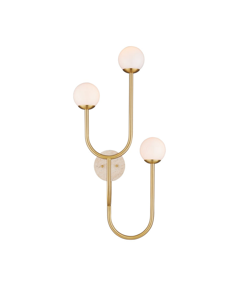 Currey and Company - 5000-0257 - Three Light Wall Sconce - Brass/Natural/White