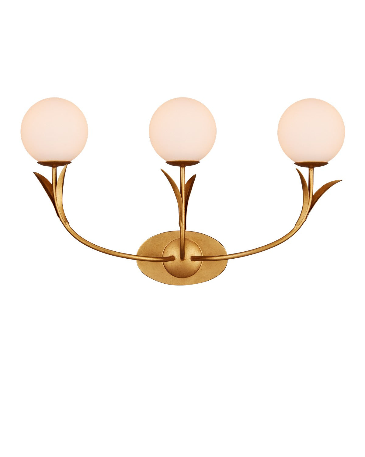 Currey and Company - 5000-0261 - Three Light Wall Sconce - Rossville - Contemporary Gold Leaf/Frosted White
