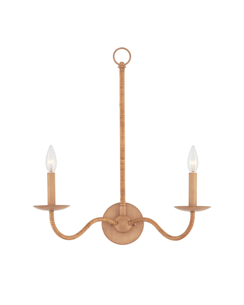 Currey and Company - 5000-0266 - Two Light Wall Sconce - Saddle Tan/Natural
