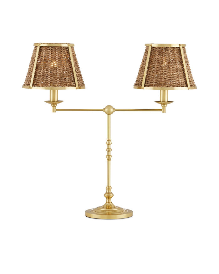 Currey and Company - 6000-0899 - Two Light Desk Lamp - Deauville Collection - Polished Brass/Natural