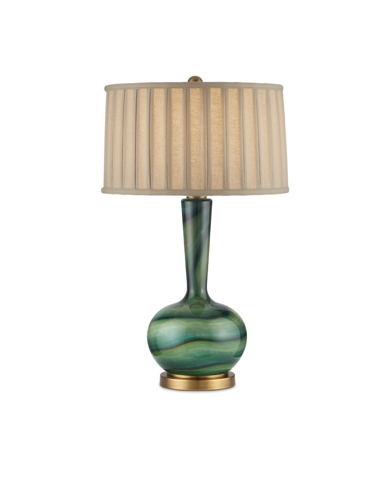 Currey and Company - 6000-0925 - One Light Table Lamp - Green/Antique Brass