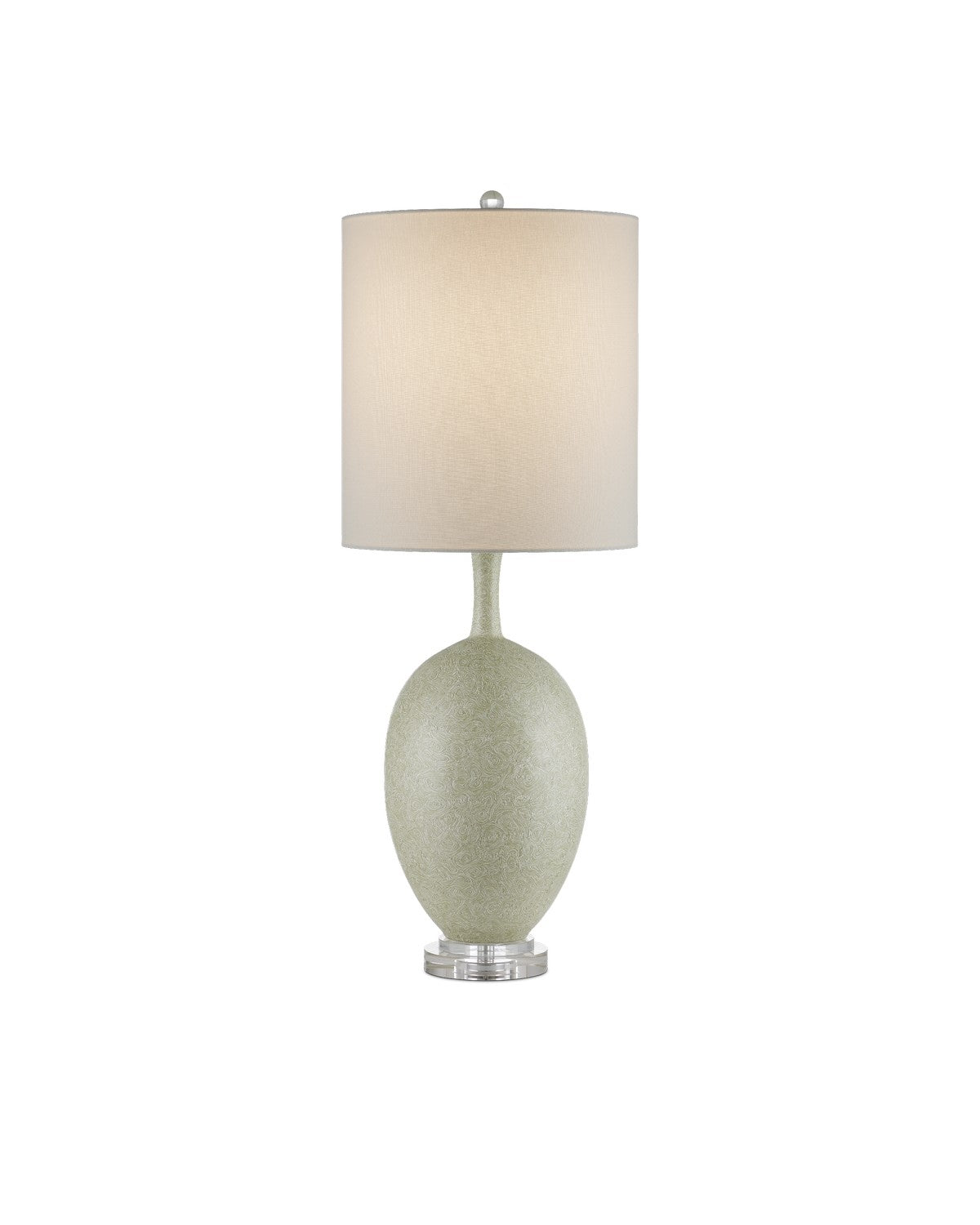 Currey and Company - 6000-0936 - One Light Table Lamp - Verdure Collection - Green/Off-White/Clear/Satin Nickel