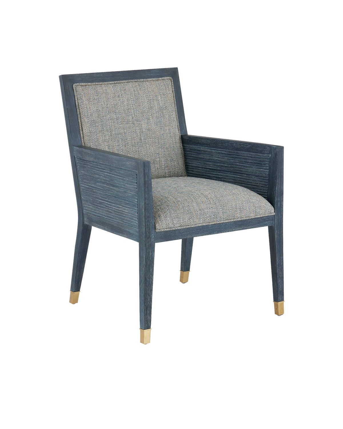 Currey and Company - 7000-0852 - Armchair - Santos Collection - Vintage Navy/Performance Barrett Dusk/Satin Brass