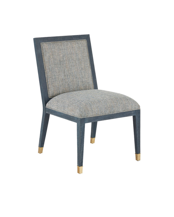 Currey and Company - 7000-0872 - Side Chair - Santos - Vintage Navy/Satin Brass