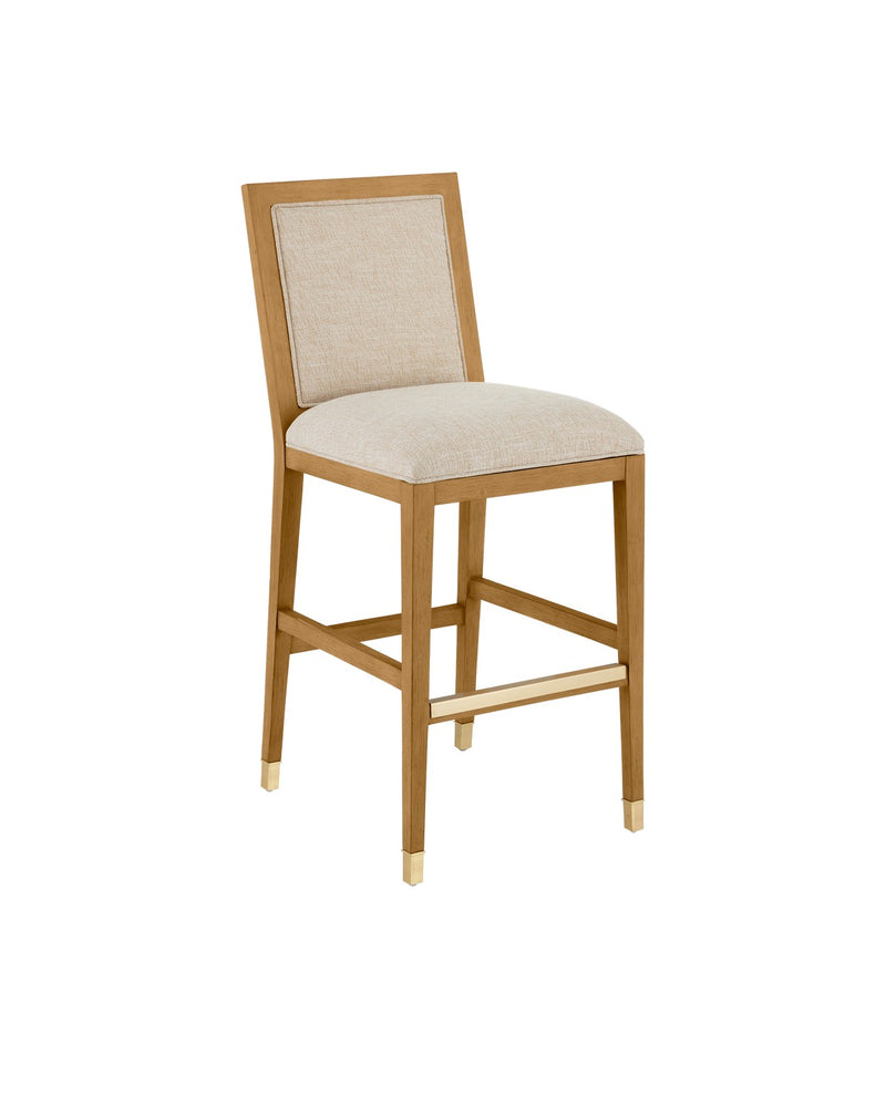 Currey and Company - 7000-0912 - Bar Stool - Santos Collection - Sea Sand/UV Liller Malt/Satin Brass