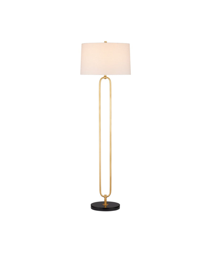 Currey and Company - 8000-0144 - One Light Floor Lamp - Glossary - Contemporary Gold Leaf/Natural
