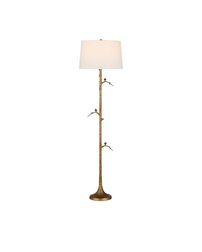 Currey and Company One Light Floor Lamp from the Piaf collection in Antique Brass finish