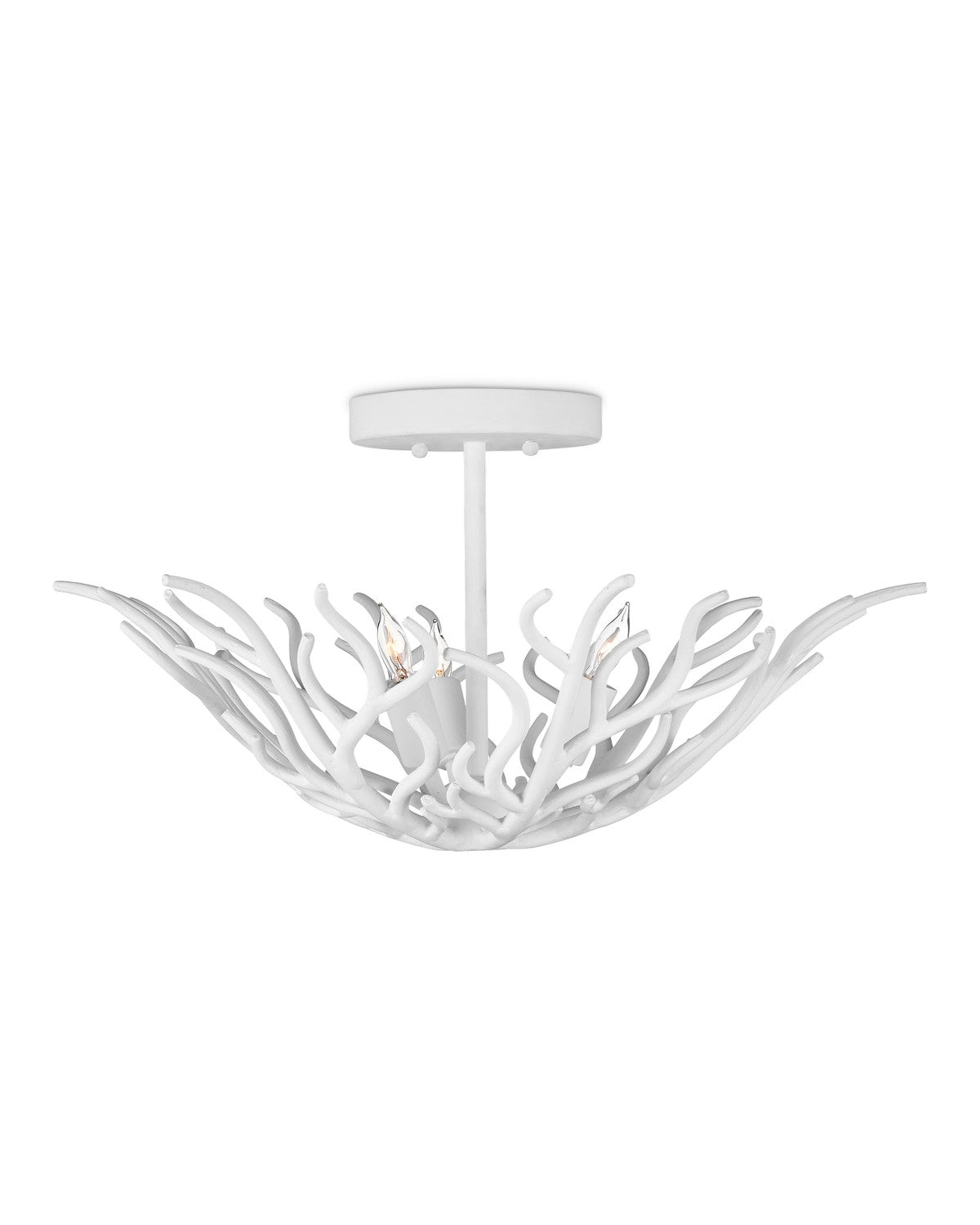 Currey and Company - 9000-1124 - Three Light Semi-Flush Mount - Snowfall Semi-Flush Mount - Gesso White