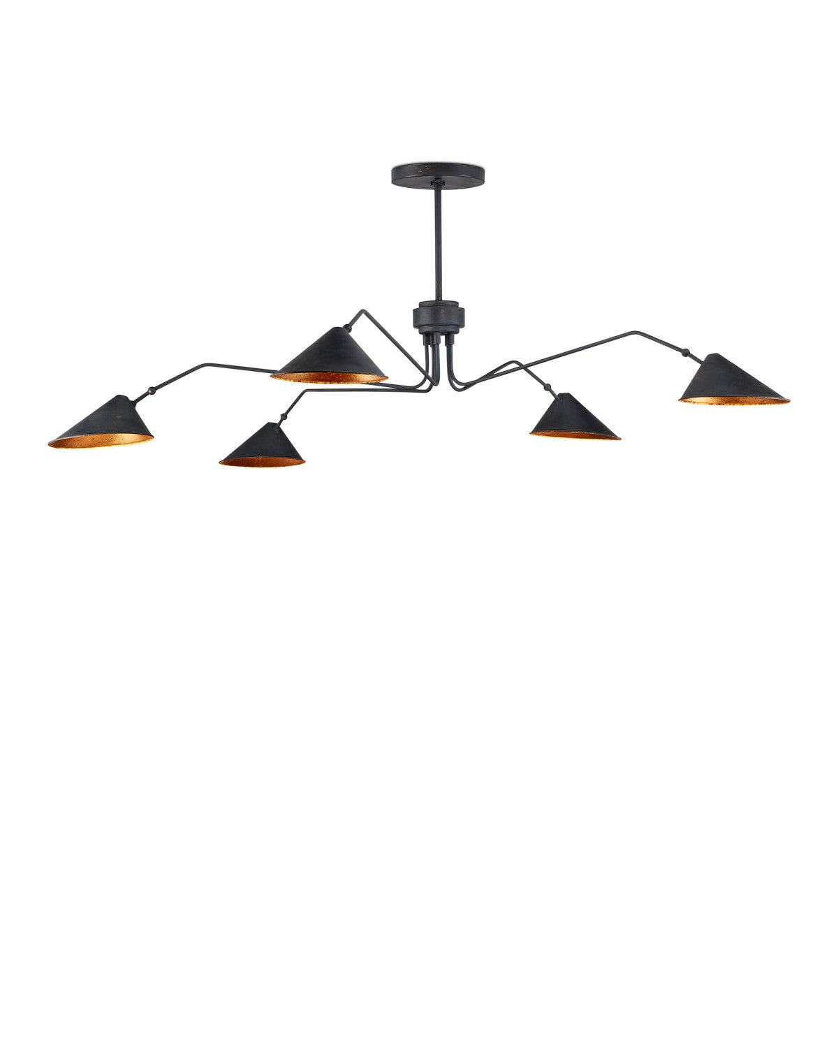 Currey and Company - 9000-1125 - Five Light Chandelier - Serpa Collection - French Black/Gold Leaf