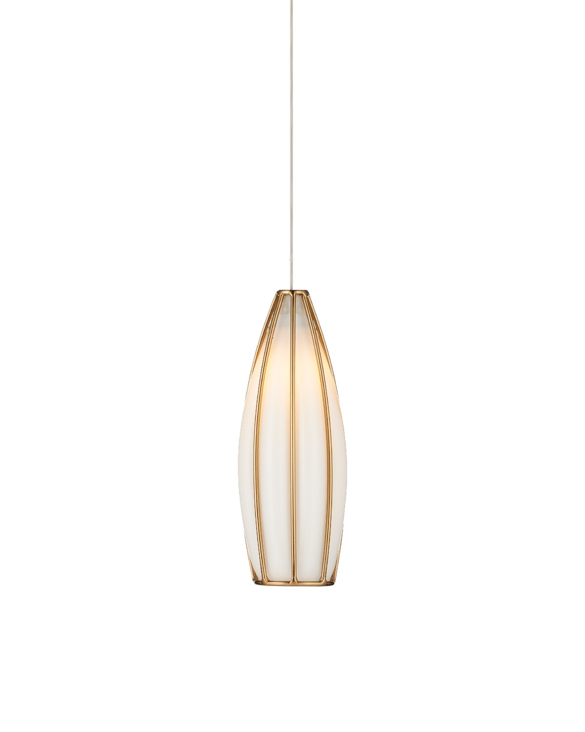 Currey and Company - 9000-1185 - One Light Pendant - Parish Collection - White/Antique Brass