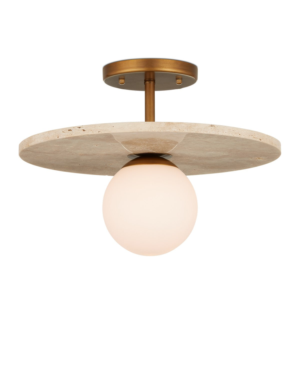 Currey and Company - 9000-1195 - One Light Semi-Flush Mount - Apricity - Beige/Antique Brass/Frosted White