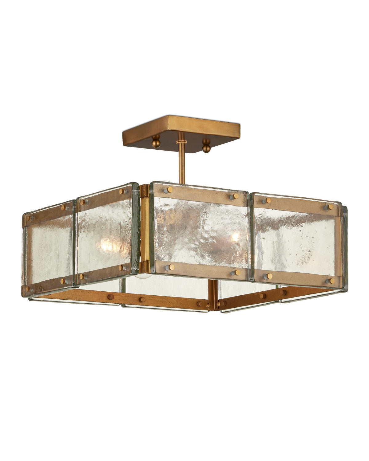 Currey and Company - 9000-1196 - Four Light Semi-Flush Mount - Countervail Collection - Clear/Antique Brass