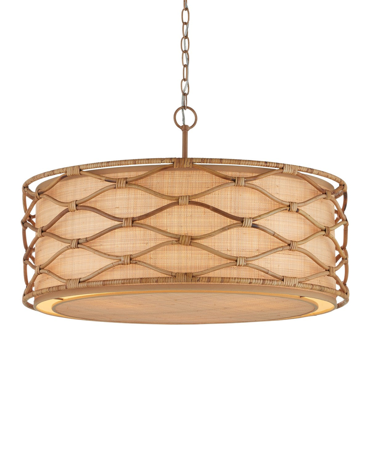 Currey and Company - 9000-1209 - Three Light Pendant - Partita Pendant - Saddle Tan/Natural